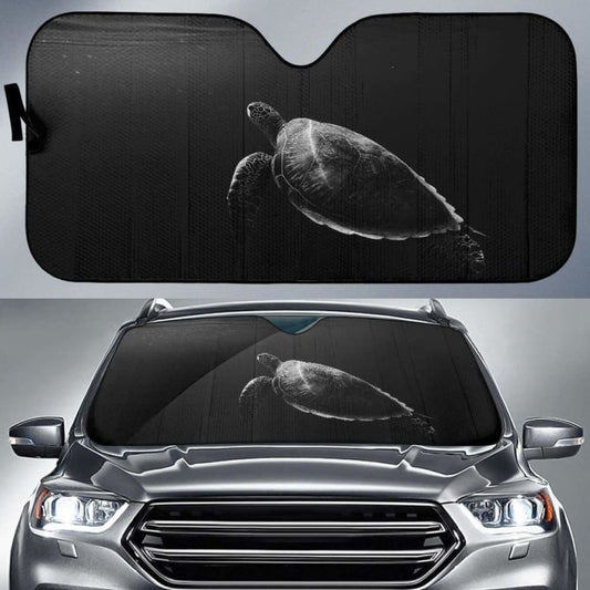 Turtle Tortoise Underwater MonochromeK Car Sun Shade