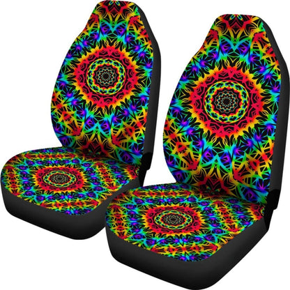 Psychedelic Colorful Rainbow Car Seat Cover