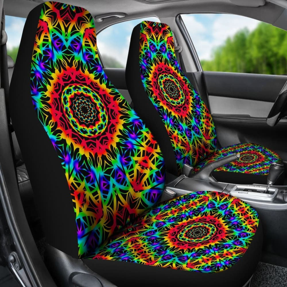 Psychedelic Colorful Rainbow Car Seat Cover