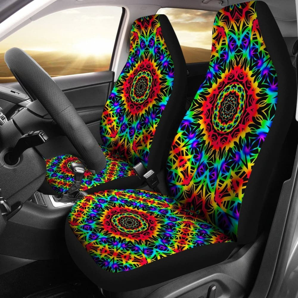 Psychedelic Colorful Rainbow Car Seat Cover