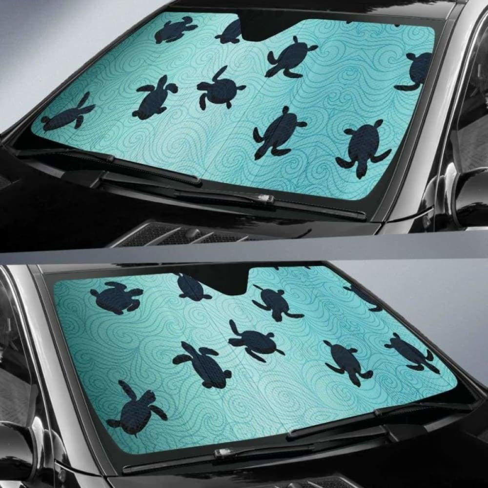 Sea Turtle With Blue Ocean Backgroud Car Auto Sun Shades