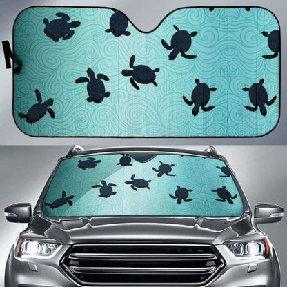 Sea Turtle With Blue Ocean Backgroud Car Auto Sun Shades