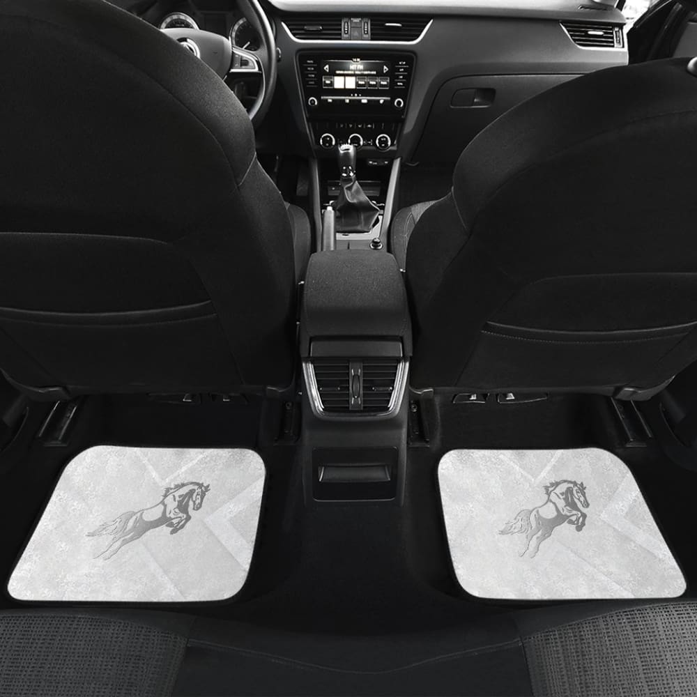 Amazing Shine Silver Horse Mustang Custom Metallic Style Printed Car Floor Mats