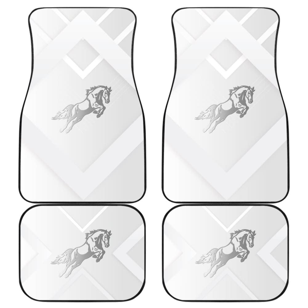Amazing Shine Silver Horse Mustang Custom Metallic Style Printed Car Floor Mats