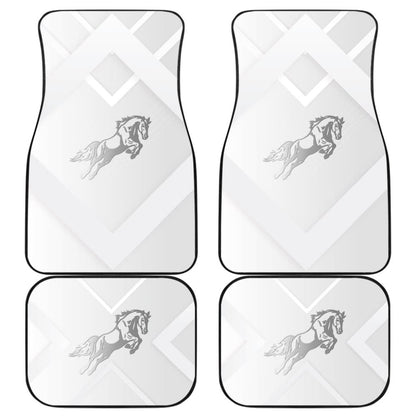 Amazing Shine Silver Horse Mustang Custom Metallic Style Printed Car Floor Mats