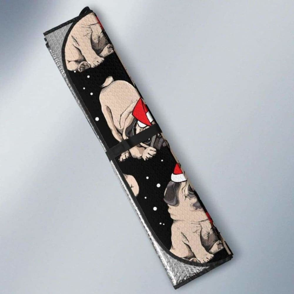 Christmas Pugs Santa_S Red Cap Pattern Car Auto Sun Shades