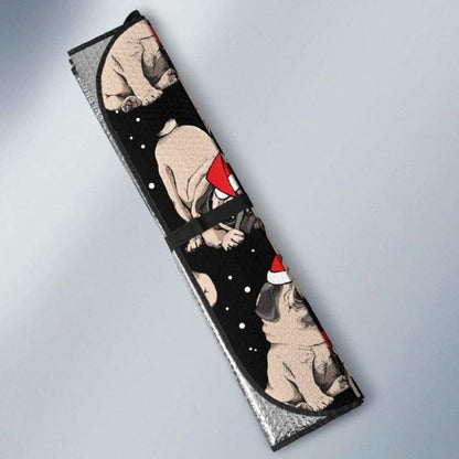 Christmas Pugs Santa_S Red Cap Pattern Car Auto Sun Shades