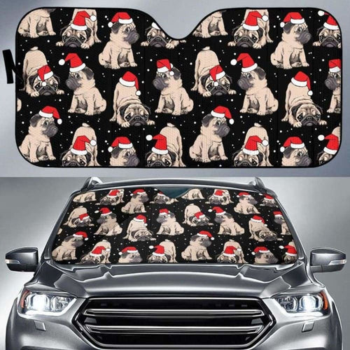 Christmas Pugs Santa_S Red Cap Pattern Car Auto Sun Shades