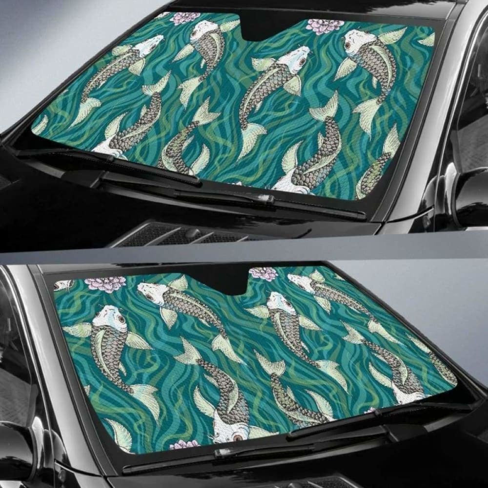 Koi Fish Carp Fish Lotus Pattern Car Auto Sun Shades