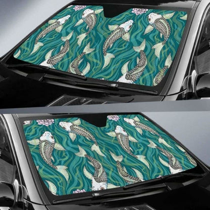 Koi Fish Carp Fish Lotus Pattern Car Auto Sun Shades