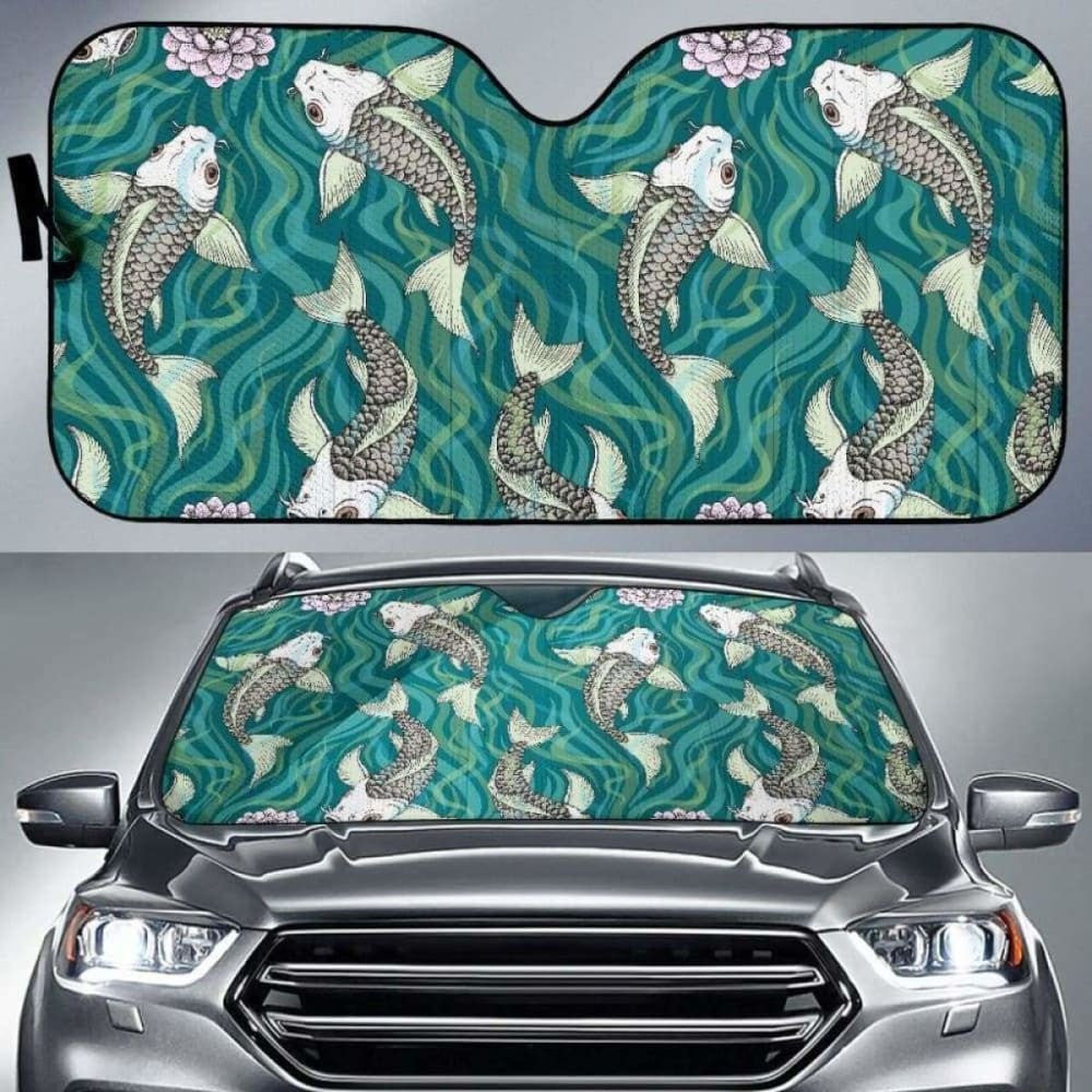 Koi Fish Carp Fish Lotus Pattern Car Auto Sun Shades