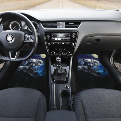 White Werewolf At Full Moon Dark Mountain Car Floor Mats
