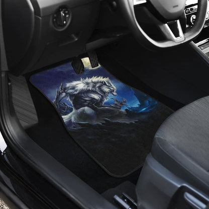 White Werewolf At Full Moon Dark Mountain Car Floor Mats