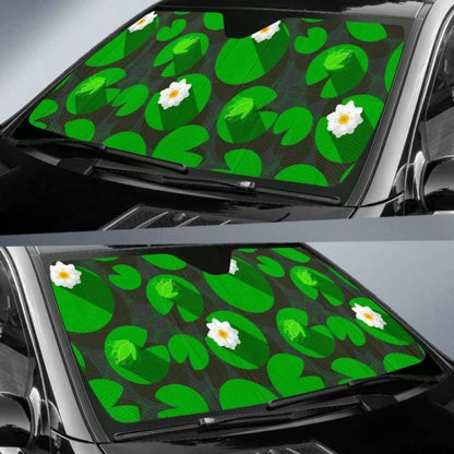 Frog Waterlily Pattern Car Auto Sun Shades