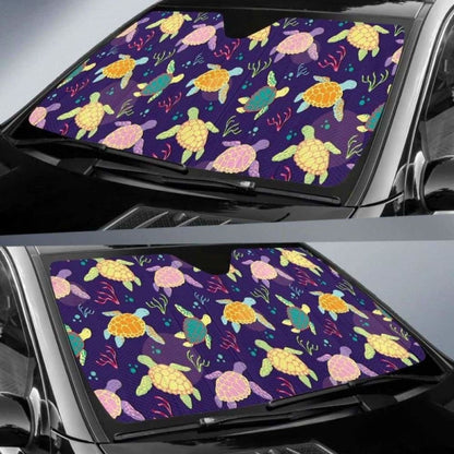 Colorful Sea Turtle Pattern Car Auto Sun Shades