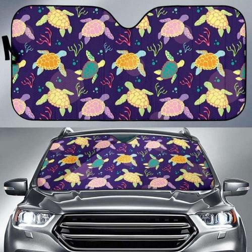 Colorful Sea Turtle Pattern Car Auto Sun Shades