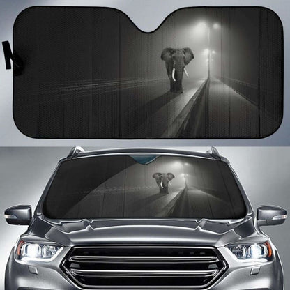 Elephant Night Dark Background Highway Black Hd Car Sun Shade