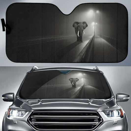 Elephant Night Dark Background Highway Black Hd Car Sun Shade