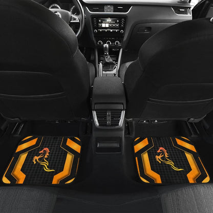 Black Orange Horse Mustang Metallic Style Printed Car Accessories Car Floor Mats