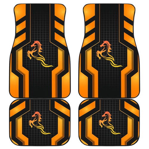 Black Orange Horse Mustang Metallic Style Printed Car Accessories Car Floor Mats