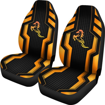 Black Orange Horse Mustang Metallic Style Printed Car Accessories Car Seat Covers
