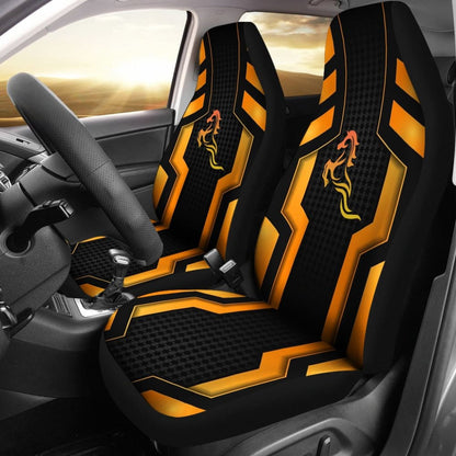 Black Orange Horse Mustang Metallic Style Printed Car Accessories Car Seat Covers