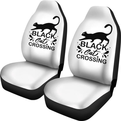 Black Cat Crossing Halloween Gift Car Seat Covers