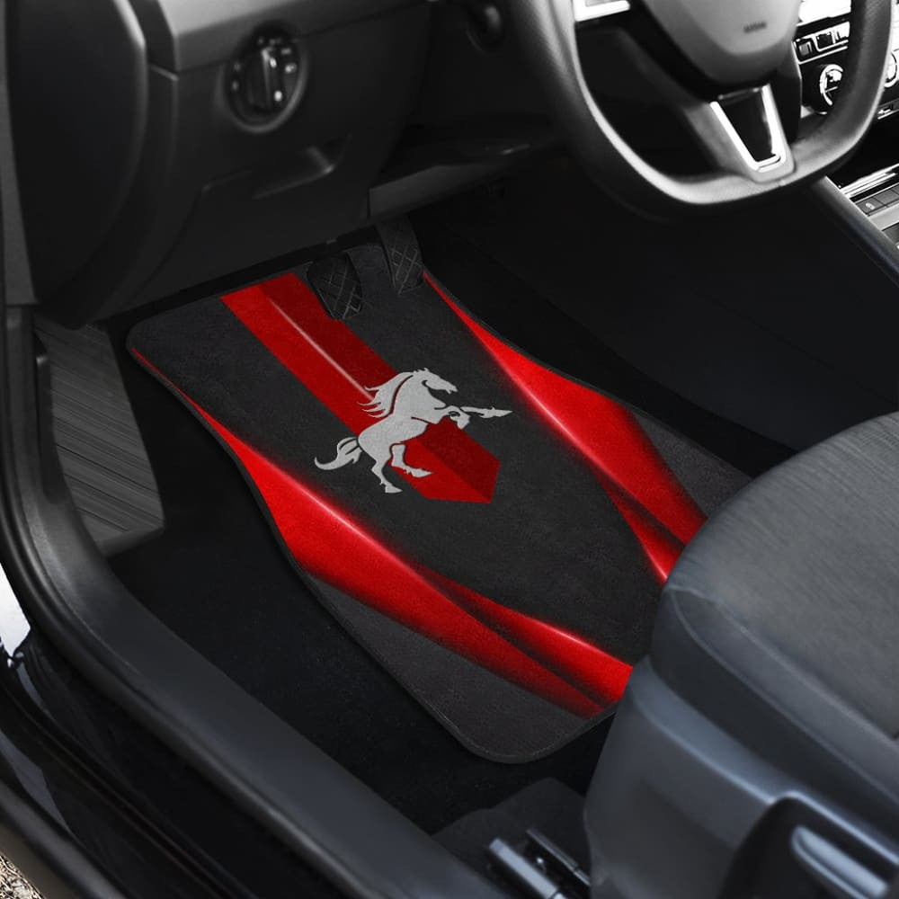 Amazing Dark Red Horse Mustang Custom Metallic Style Printed Car Floor Mats