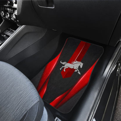 Amazing Dark Red Horse Mustang Custom Metallic Style Printed Car Floor Mats