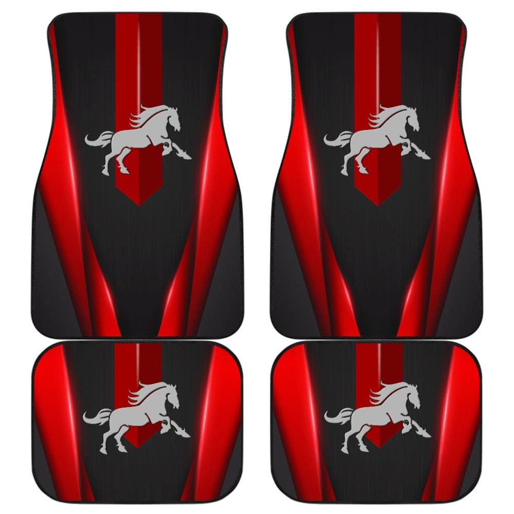 Amazing Dark Red Horse Mustang Custom Metallic Style Printed Car Floor Mats