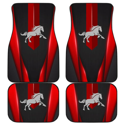 Amazing Dark Red Horse Mustang Custom Metallic Style Printed Car Floor Mats