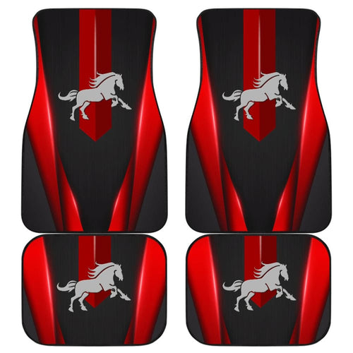 Amazing Dark Red Horse Mustang Custom Metallic Style Printed Car Floor Mats