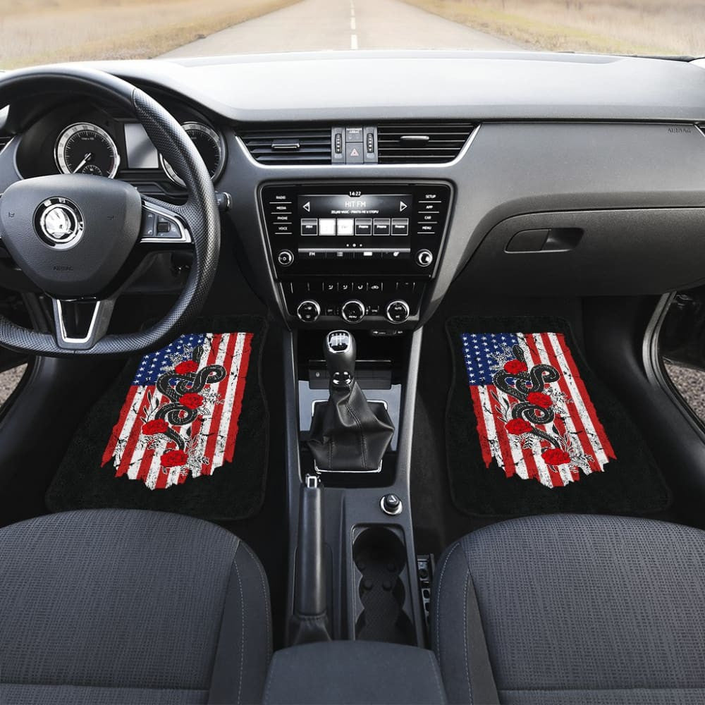 Snake And Flower Custom Design American Flag Style Car Floor Mats