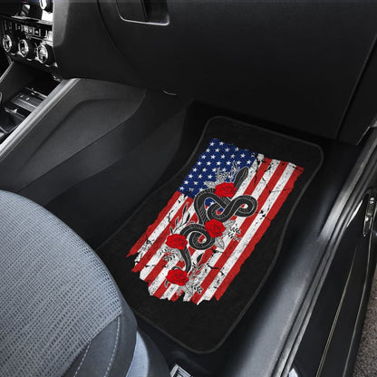 Snake And Flower Custom Design American Flag Style Car Floor Mats