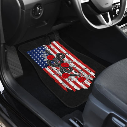Snake And Flower Custom Design American Flag Style Car Floor Mats