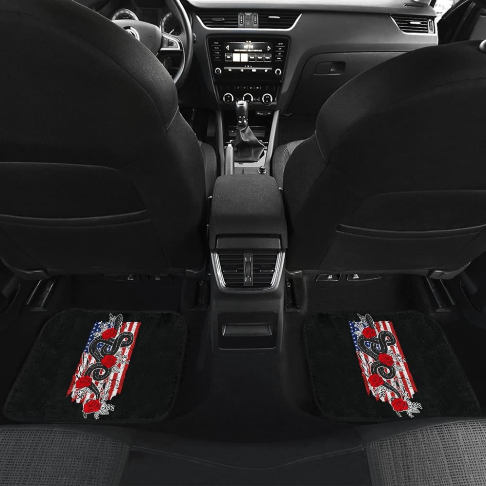 Snake And Flower Custom Design American Flag Style Car Floor Mats