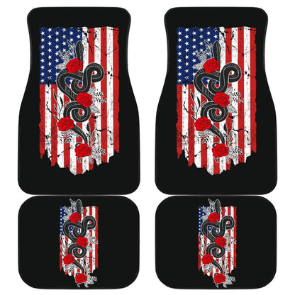 Snake And Flower Custom Design American Flag Style Car Floor Mats