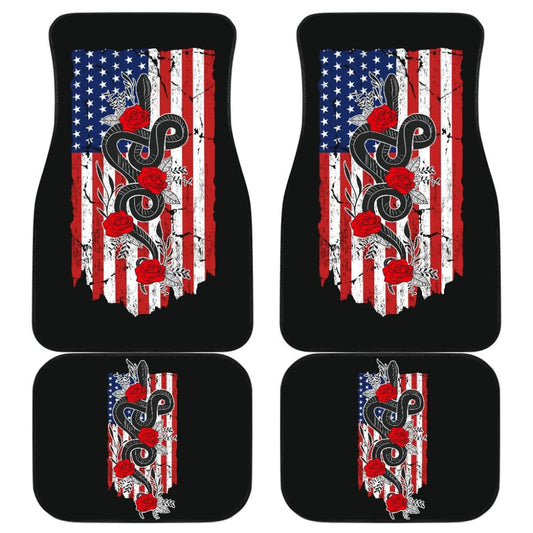 Snake And Flower Custom Design American Flag Style Car Floor Mats