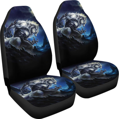 White Werewolf At Full Moon Dark Mountain Car Seat Covers