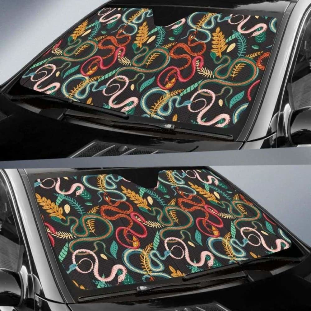 Colorful Snake Plant Pattern Car Auto Sun Shades