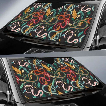 Colorful Snake Plant Pattern Car Auto Sun Shades