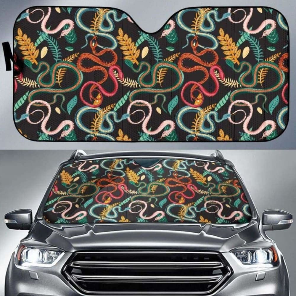 Colorful Snake Plant Pattern Car Auto Sun Shades