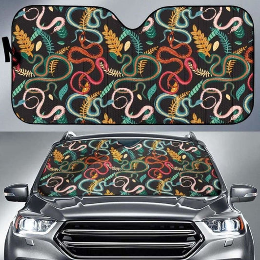 Colorful Snake Plant Pattern Car Auto Sun Shades