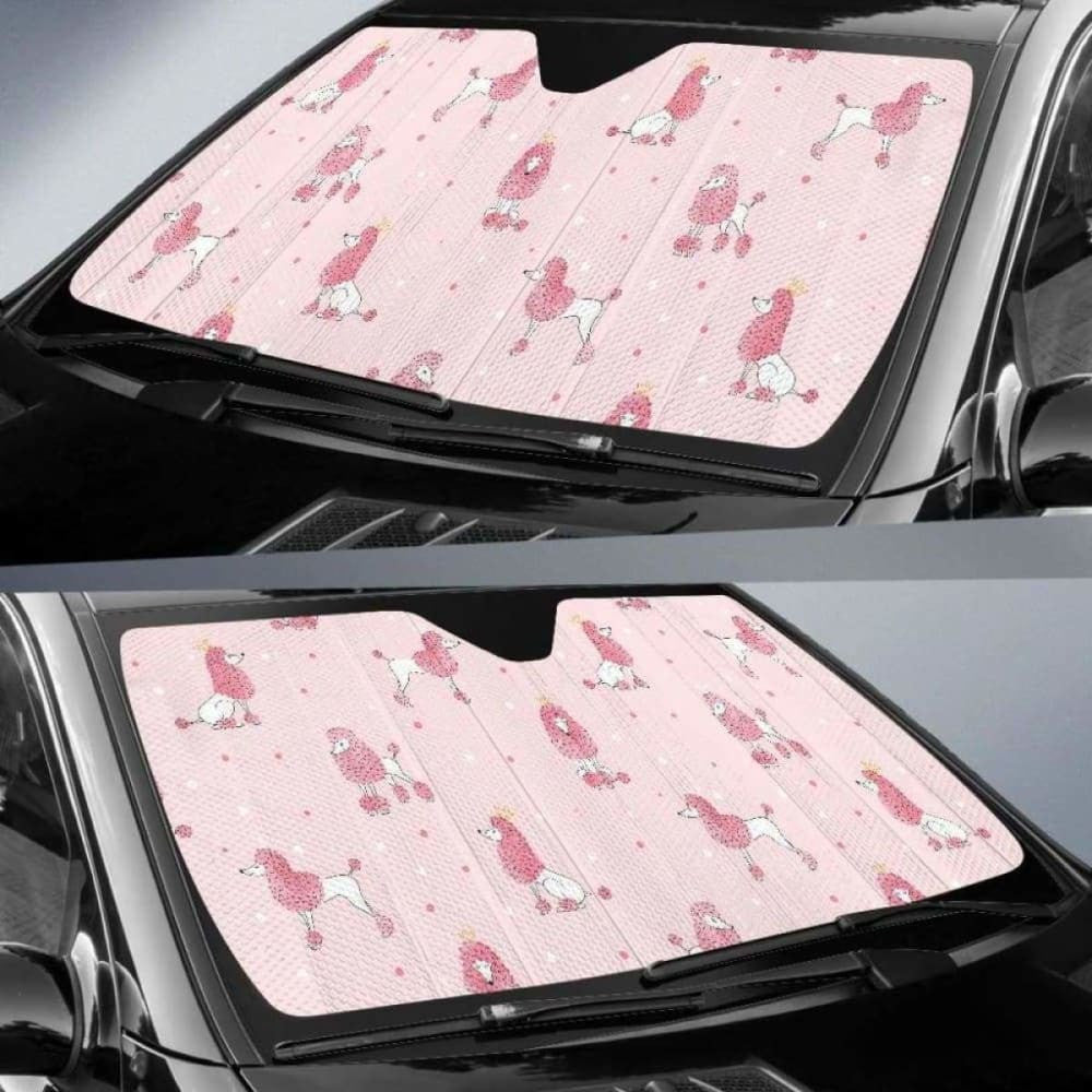 Poodle Dog Pink Color Theme Car Auto Sun Shades