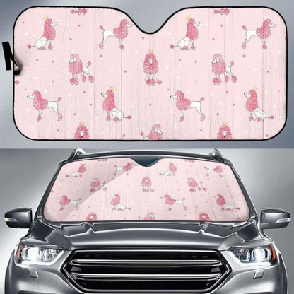 Poodle Dog Pink Color Theme Car Auto Sun Shades