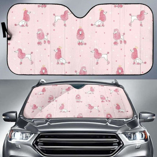 Poodle Dog Pink Color Theme Car Auto Sun Shades