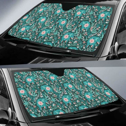 Elephants Jungle Pattern Car Auto Sun Shades