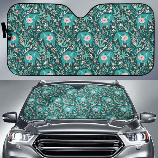 Elephants Jungle Pattern Car Auto Sun Shades
