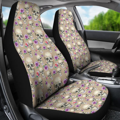 Tan With Skulls And Roses Car Seat Covers
