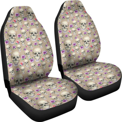 Tan With Skulls And Roses Car Seat Covers